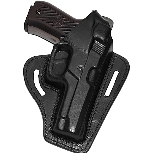 Koltster Smith&Wesson 5906 Holster, 2 Slot Pancake OWB Black Leather Holster Thumb Break Right Hand Handmade (Alis315)