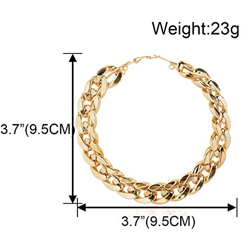 Aimimier Punk Chunky Cuban Chain Hoop Earrings Geometric Large Round Loop Earrings Wedding Prom Party Festival Jewelry For Women And Girls (Gold) #TOP4