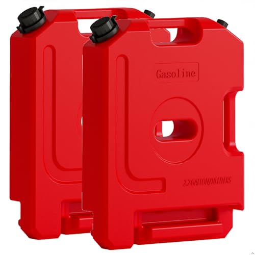 2.2 Gallon Can, Transfer Tank, Storage Container, Red, with Spout, Fit for Most Cars, Motorcycles, Trucks, Small Size Boats, 2Pcs (2 Pcs)