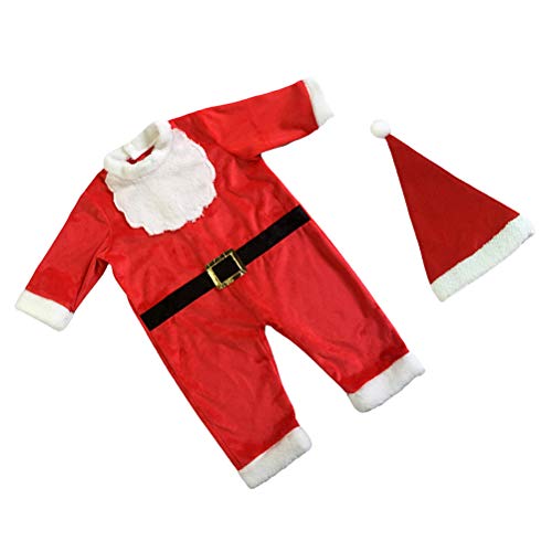 LUOZZY Terno de Natal para bebês macacão Papai Noel com chapéu fantasia para altura 92-104 cm