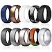 Fynix Silicone Wedding Ring for Men, 10 Pack Affordable Silicone Rubber Wedding Bands Durable Comfortable Antibacterial Rings, Black White Blue Silver Gray