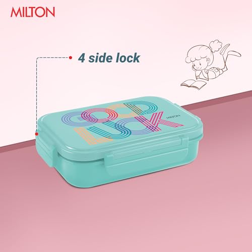Image of MILTON Big Candy Tiffin Lunch Box for Kids Boys & Girls with Leak-Proof Inner Container| Food Grade,BPA Free,Compact & Durable Snacks Box for Kids I Plastic Spoon & Fork, 830 ml, Aqua Green