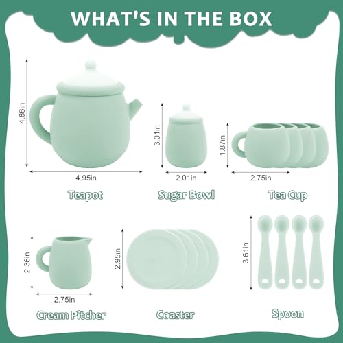 Image of MCGMITT Silicone Tea Set, Tea Party Set for Little Girls Boys, 15 Pcs BPA Free Dishwasher Safe Pretend Tea Set for Toddlers Kids Age 3-6, Cute Toy Kitchen Accessories for Children Birthday Gifts