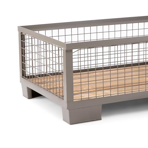 HEMMDAL Industrie-Gitterbox mit 4 festen Wänden | 1.500 kg Tragkraft | HxBxT 50 x 124 x 83,5 cm | Grau | 5 x 5 cm Maschenweite | aus Stahl | niedrige Bauart | stapelbar | Gitterbehälter