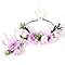 LIULINY 2 Pezzi Corona di Fiori Bianchi, Corona di Fiori con Regolabile Nastro, Coroncina di Floreale Bambina con Bracciale, Fascia Floreale da Sposa, per Matrimonio Riprese Cerimonia Festa (Viola)