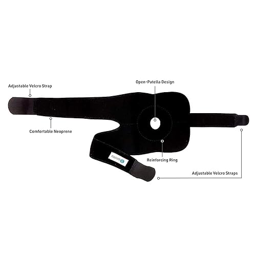 Miniatura 2 de BodyMed Rodillera, negro, circunferencia de 12.5 a 18 pulgadas, soporte estabilizador y soporte de compresión para tendón rotuliano y alineación de