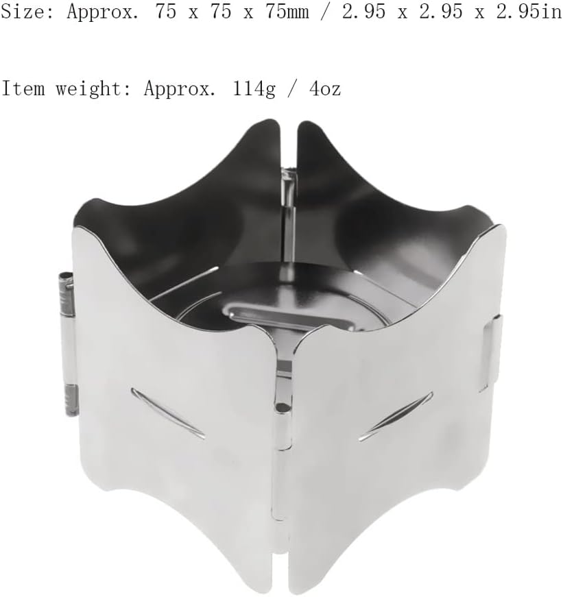 HBJWOV Portable Stainless Steel Folding Wood Stove Pot Stand for Outdoor Picnic Camping Backpacking