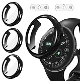 iVoler 3 Pezzi Cover con Pellicola Protettiva e Ausilio di Ricarica per Google Pixel Watch 4 41mm, Copertura Completa Custodia Anti-Graffio Ultra Sottile Morbida TPU Case, Nero