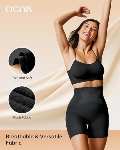 OEAK Shapewear Tummy Control for Women Thigh Slimmer High Waisted Body Shaper Shorts Butt Lifting Shapewear for Under Dresses Black,L
