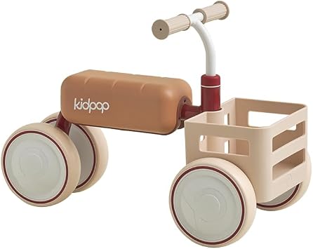 Kidpop Toast Baby Walker with Basket Balance Bike for 1 Year Old Boys Girls Push Rider with Detachable Seat for 10-36 Months,4 Wheels Toddler First Bike, First Birthday Gifts Red