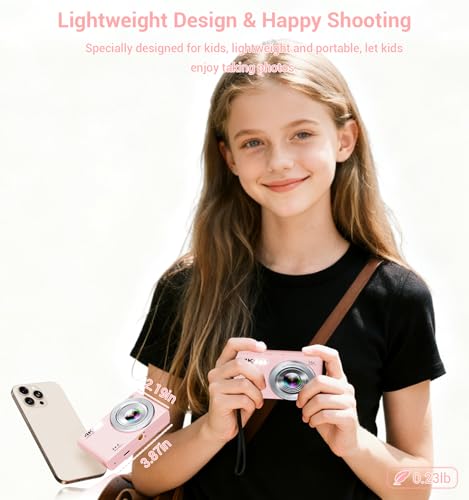 Digital Camera,Upgraded FHD 4K Pink Digital Camera for Teens Girls,Compact Digital Cameras with 64GB Memory Card,2 Batteries,Small Camera with 16X Autofocus Digital Zoom for Vlogging by ceye - Image 8