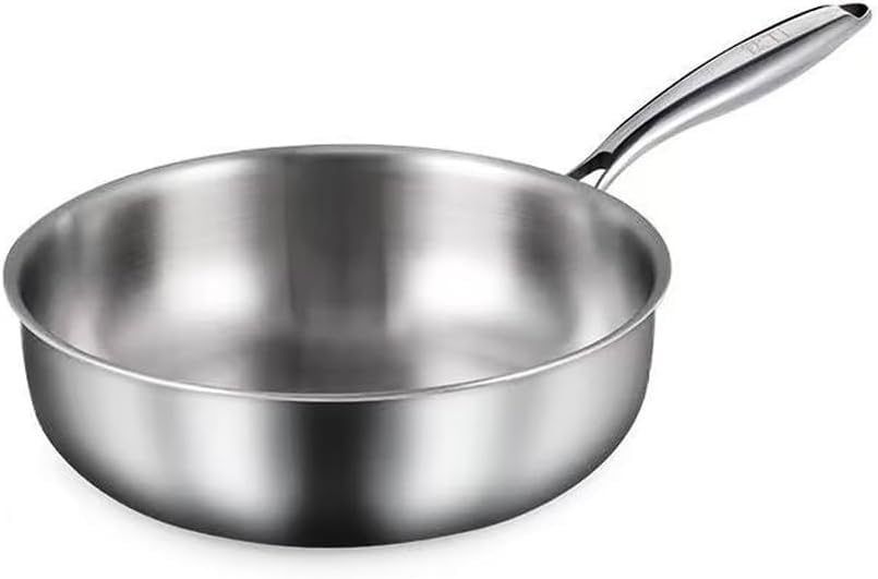 Sartén Honda De Titanio De 30 Cm con Tapa, Antiadherente Y Resistente A Los Arañazos, con Calentamiento Uniforme Ultrarresistente Y Compatible con Inducción para Todo No Lid 11.81IN