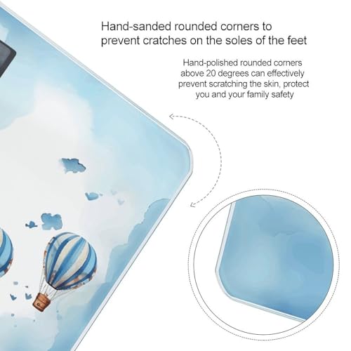 Báscula digital azul con globo aerostático y plataforma de vidrio templado miniatura 4