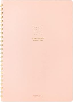 DESIGNPHIL Midori 15332006 Notebook, Ring Notebook, Color, Dot Square, Pink, A5