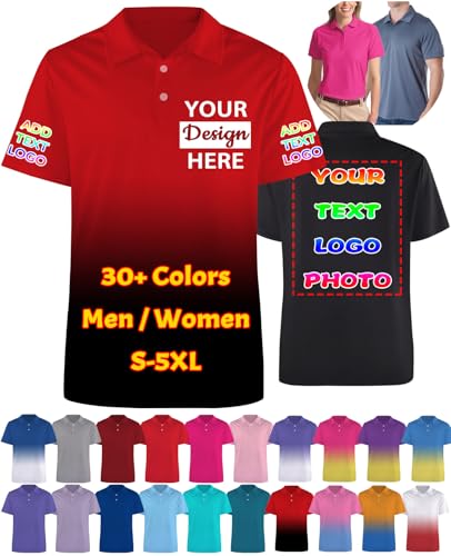 Custom Polo Shirts for Men Women Design Your Own Logo Customised Golf Shirt Personalised Business T Shirt Work Company Shirts