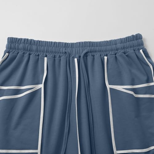 Image of Barrel Pants Women Casual Cargo Wide Leg Baggy Sweatpants Drawstring High Waisted Lounge Palazzo Pants with Pockets
