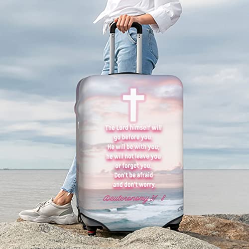 Luggage Covers for Suitcase TSA Approved Christian Prayer Luggage Protector Suitcase Cover Christian Gifts for Women Men with Bible Scripture Deuteronomy 31:8 Large Size 25-28in2