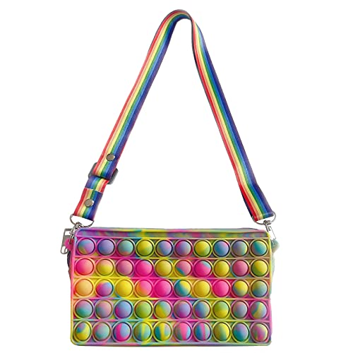 yohica Pop it Purse Fidget POP IT Bag for Girls Women pop it Bags pop it Fidget Purse Bags Toys for Girls Fidget Purse Cross Body Handbags Cute Purse Sensory Toys Rainbow pop Bag (Fidget Bag - 02)