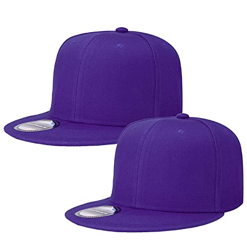 Image of Classic Snapback Hat Cap Hip Hop Style Flat Bill Blank Solid Color Adjustable Size