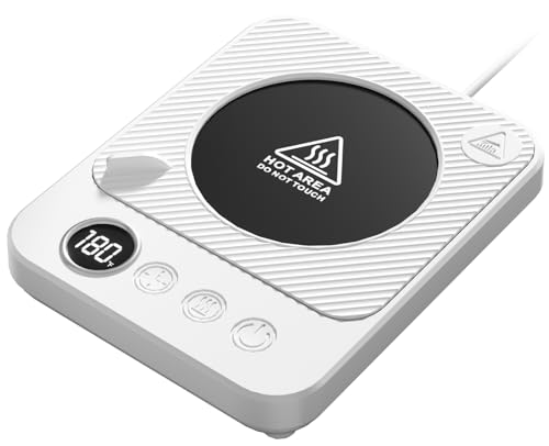 Coffee Mug Warmer for Desk, Electric 36W Coffee Cup Warmer with Auto Shut Off/Timer for Office Home, Smart Coffee Cup Mug Heater for Warming and Heating Beverage,Candle,Tea,Coffee Gifts,White