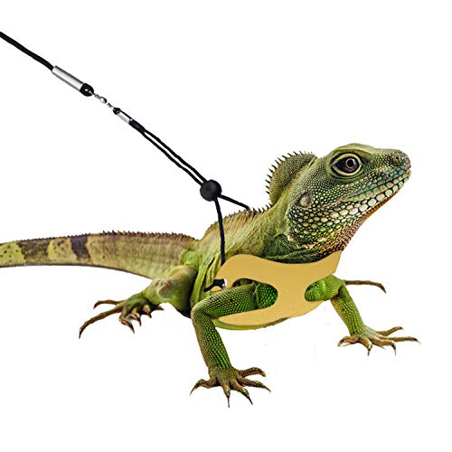 RYPET 3 Packs Bearded Dragon Harness and Leash Adjustable(S,M,L) - Soft Leather Reptile Lizard Leash for Amphibians and Other Small Pet Animals