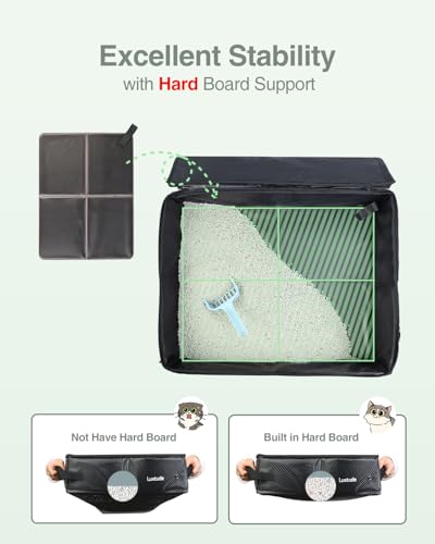 Luxtude Tragbare Katzentoilette für Reisen – Faltbar, Wasserdicht & Atmungsaktiv, Katzenklo für Auto & Camping – Geruchsfrei, Auslaufsicher und Leicht zu Reinigen