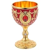 SUPVOX Vaso de Licor Metálico de 30 Ml Vaso Pequeño para Bebidas Diseño Retro Europeo en Aleación Metalizada Color Claro y Rojo Adecuado para Uso Doméstico y Bar