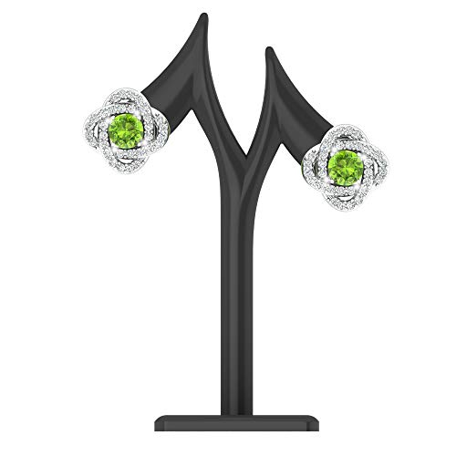 Belinda Jewelz Womens 925 Sterling Silver Cute Love Knot Sparkling Gemstone Push Back Stud Earrings Hanging Pendant Necklace Beautiful Fine Jewelry Accessory Set, 1.65 Carat Peridot Green #TOP3