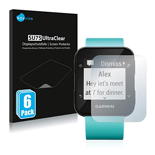 savvies Protector Pantalla Compatible con Garmin Forerunner 35/30 (6 Unidades) Pelicula Ultra Transparente
