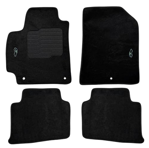 ecoMats Carpet Floor Mats Custom Fit for 2021 to 2026 Kia Seltos, Front and Rear Set, with Non Slip Thick Driver Heel Pad, Safety Locks, Black