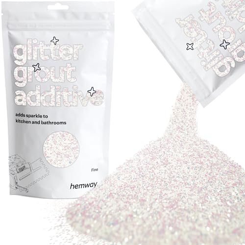 Hemway Glitter Grout Additive add Sparkle to Mosaic Tiles, Bathrooms, Wet Rooms, Kitchens, Tiled Based Rooms and Cement Based Grouts 100g / 3.5oz - Mother of Pearl Iridescent