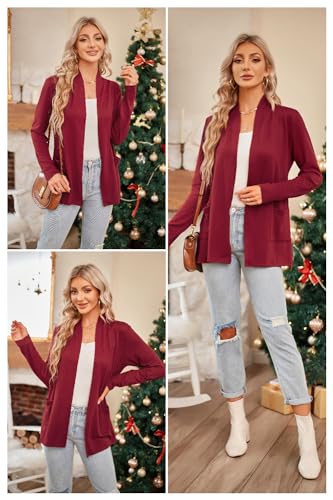 Image of ULTRANICE Cardigan Sweaters Womens Fashion 2025 Spring Lightweight Long Sleeve Casual Tops Clothes Outfits with Pockets