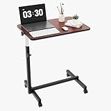 VINGLI 23.6 Inch Rolling Adjustable Multifunctional Lifting Computer Desk, Tilting Desktop, Sit Stand Laptop Desk TV Tray for Bed Sofa Hospital Reading Eating, Brown
