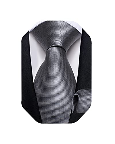 DiBanGu Mens Solid Color Tie and Pocket Square Set Woven Silk Plain Necktie & Handkerchief for Men Wedding Party Formal
