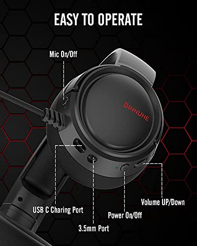 Binnune 2.4G/Bluetooth Wireless Gaming Headset With Microphone For Ps4 Ps5 Playstation 4 5, 48 Hours Playtime, Pc Usb Gamer Headphones With Mic For Laptop Computer #TOP5