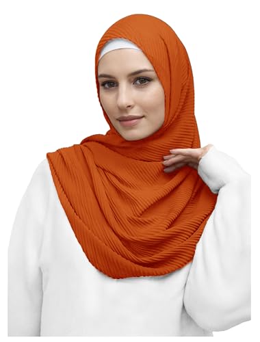 Premium Cotton Pleated Hijab for Muslim Women, Maxi Head Scarf Shawl Wrap Lightweight