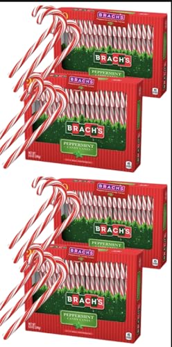 CANDY CANES (4 PACK) | Brachs Red and White Peppermint, Individual Wrapped Peppermint Candy Canes Made With Real Peppermint.12 ct Each [Total count 48] BONUS PHILCON6 PEN