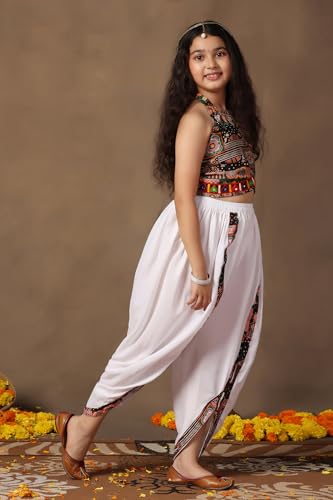 Image of Fashion Dream Girls Cotton Blend Printed Crop Top and Dhoti Set |Kids Ethnic Set |Suit for girls