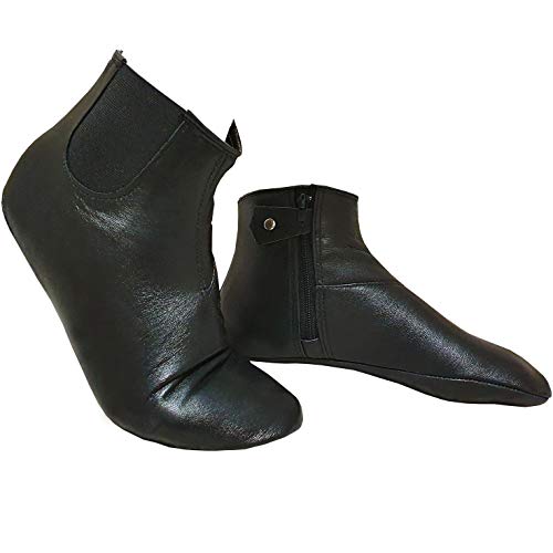 Ledersocken mit Reißverschluss und Gummistoff - Innen Marineblau - Aus echtem Schafsleder - wasserdicht Fermuarli lastikli Mest Masd Mesd Khuff Gebetssocken Corap Mesh Fermarli (40)