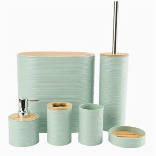 ���X�N�I�A Horizontal Corrugated Bathroom Six-piece Set Bathroom Bath Combination Kit(Green)