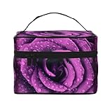 Blooming Rose Flower - Bolsa de cosméticos con asa, bolsa de almacenamiento de viaje en capas de gran capacidad con cremallera
