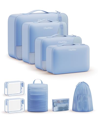 Image of 9 Set Packing Cubes for Travel, Gifts for Women Mom,Anti-Tearing Suitcase Organizer,OlarHike Vacation Essentials & Accessories for Cruise Ship