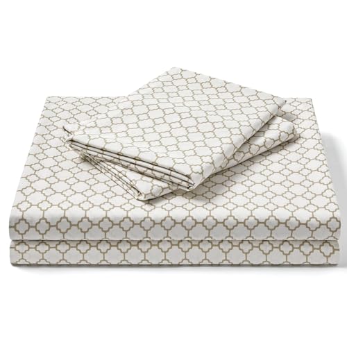 Image of FreshCulture Floral Bed Sheets - Ultra Soft Full Size Bed Sheets - Brushed Microfiber Geometric Sheets - Deep Pockets up to 16 inch - Easy Care - Hotel Luxury 4 Piece Pattern Printed Sheets Full, Jali