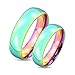 STR-0416 Stainless Steel Dome Rainbow Couple Ring; Sold as 1 Piece (7)