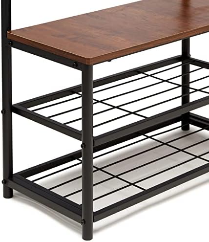Amazon Basics 7-Hook Coat Rack with Shoe Bench and 3-Tier Storage