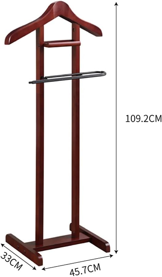 Wooden Clothing Valet Racksuit Stand & Garment Organizer for Coats Pants & Accessorieselegant Floor Stand for Men's Wardrobe & Outfits,