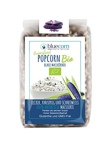 Popcrop Bio-Popcorn aus blauem Maiskorn zum Selbermachen Natürliche (GMO freie) Maissorte Poppt Schneeweiß Glutenfrei, Vegan, Öko Leicht, Knusprig and Lecker