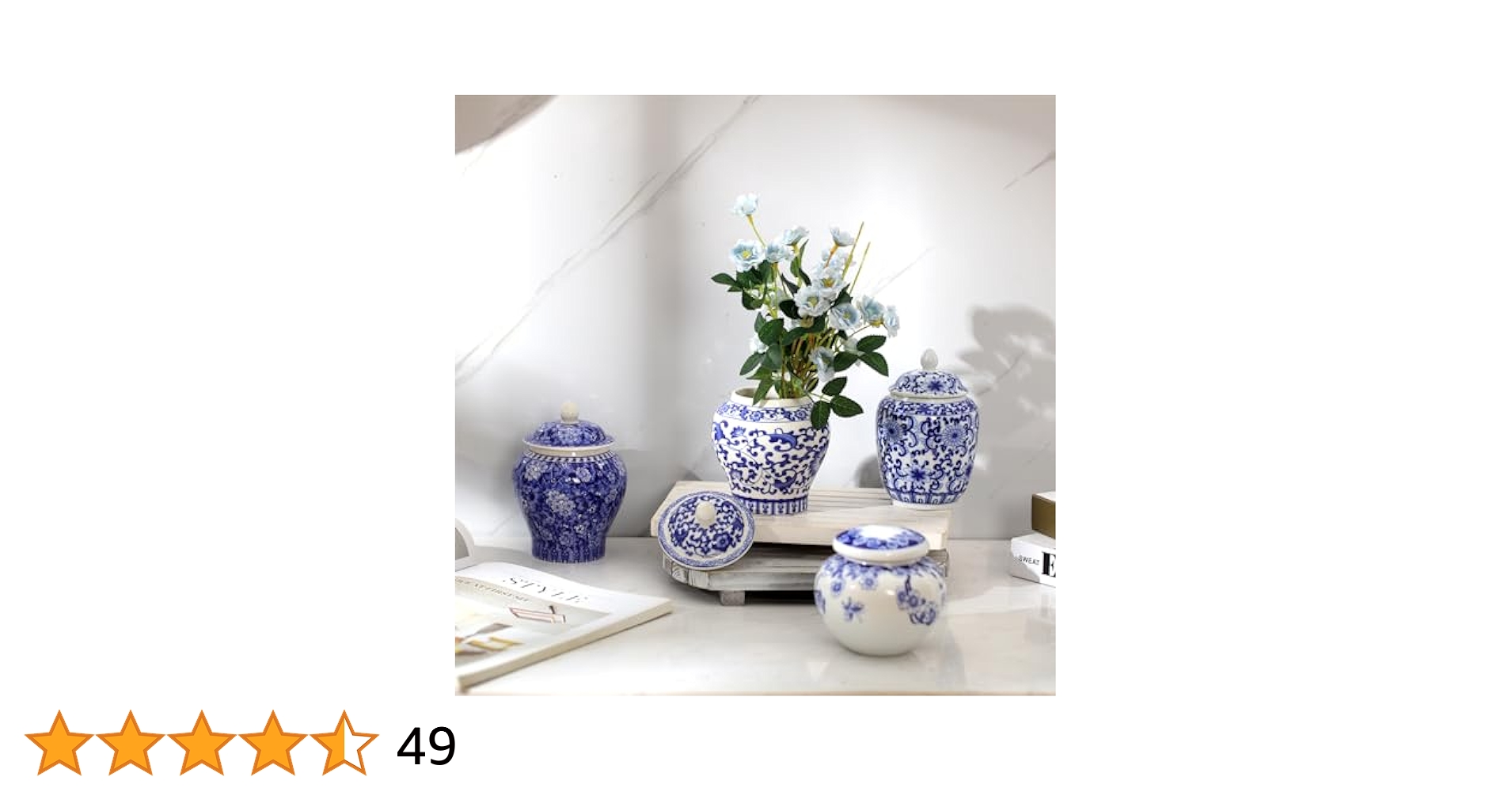 Amazon.co.jp: Hushee スモール ブルーとホワイト 花瓶 磁器