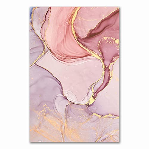 Toile violette rose or decoration salon - Impression murale abstraite 70x100cm - 6