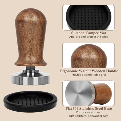 Y-Step 3 Pcs Coffee Tamper Set: Essential Espresso Barista Kit for Portafilter Machines with Calibrated Spring Loaded 51mm Tamper, Stirrer, and Mat - Image 5